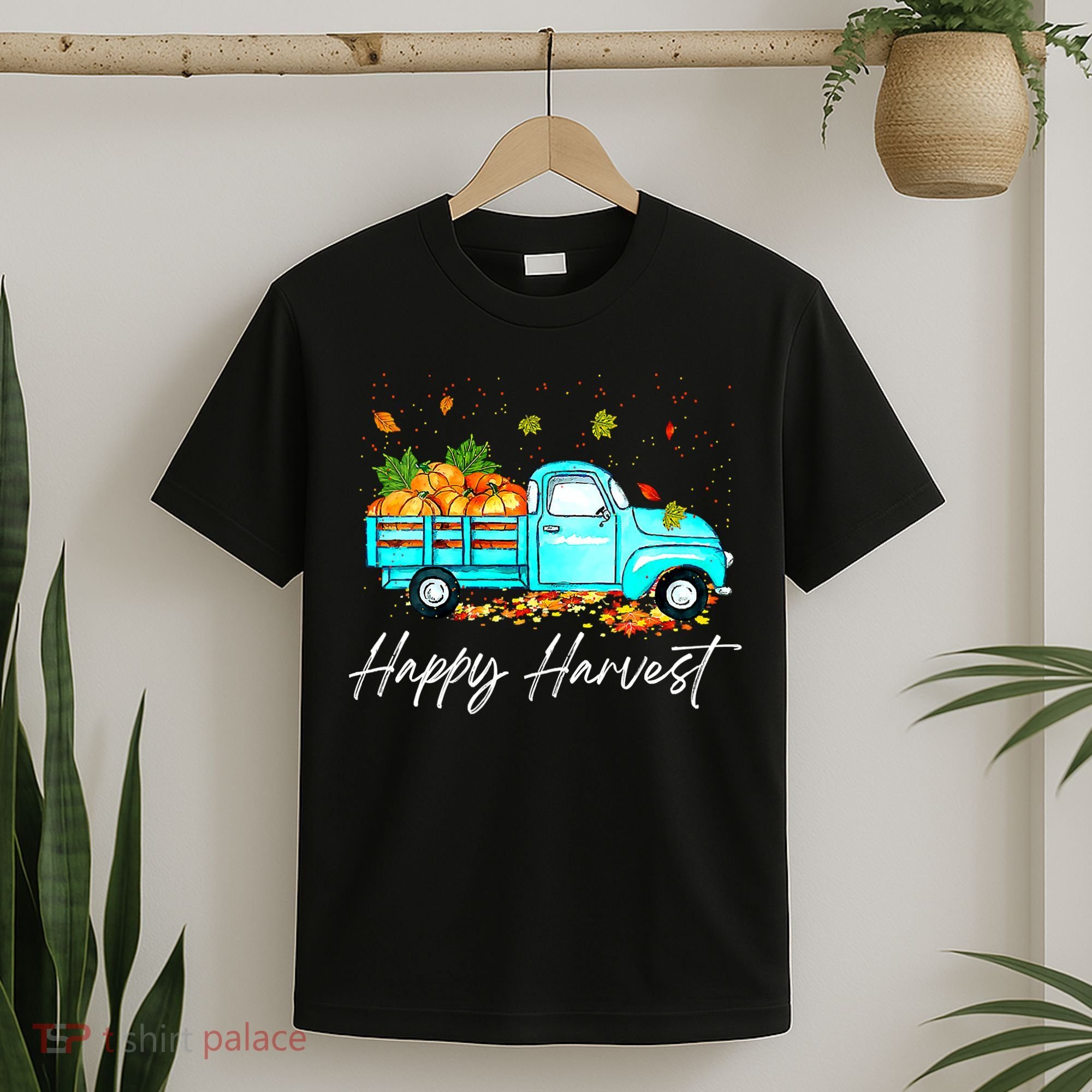 Happy Harvest Fall Season Pumpkin Truck Thanksgiving Vintage T-Shirt