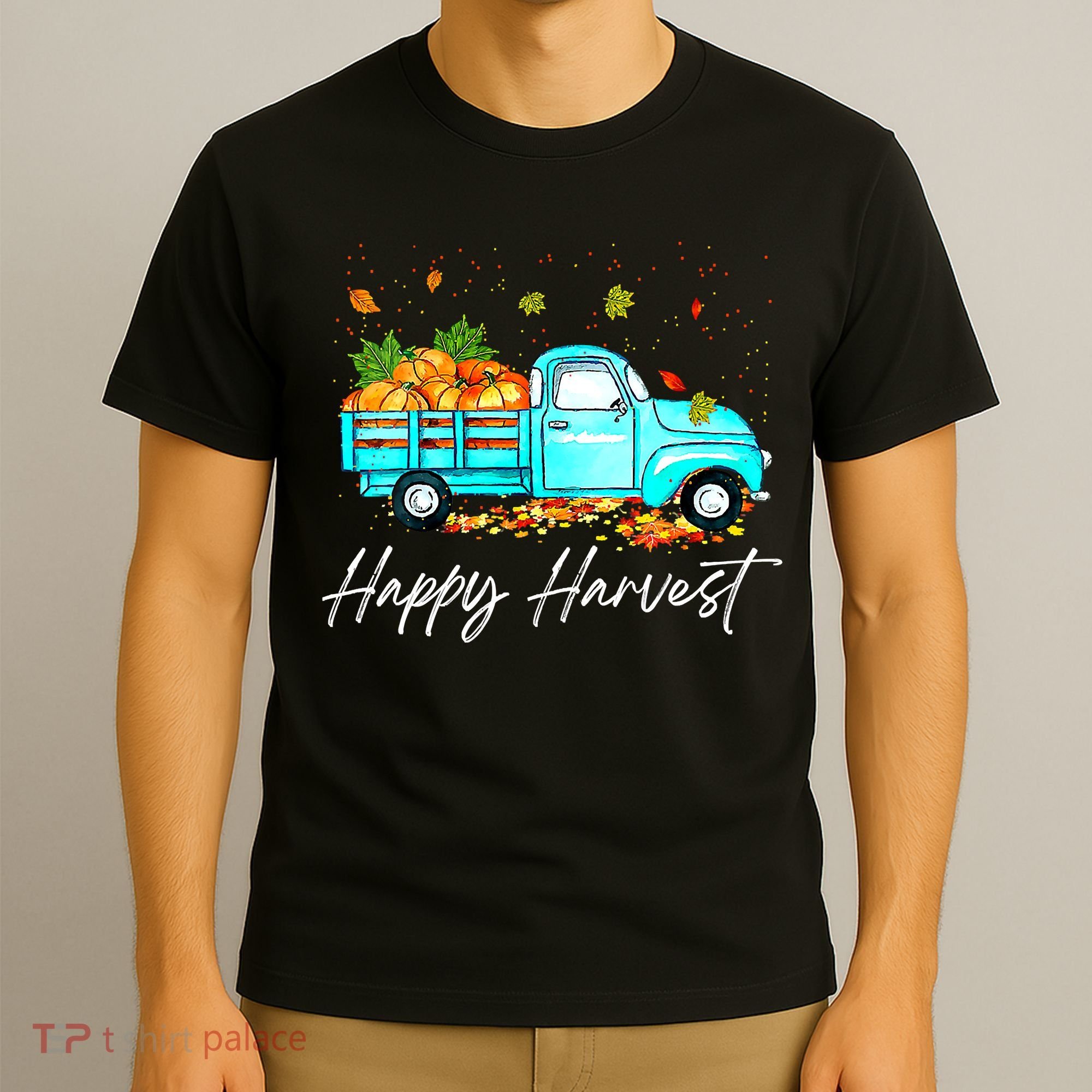Happy Harvest Fall Season Pumpkin Truck Thanksgiving Vintage T-Shirt