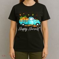 Happy Harvest Fall Season Pumpkin Truck Thanksgiving Vintage T-Shirt thumb 4