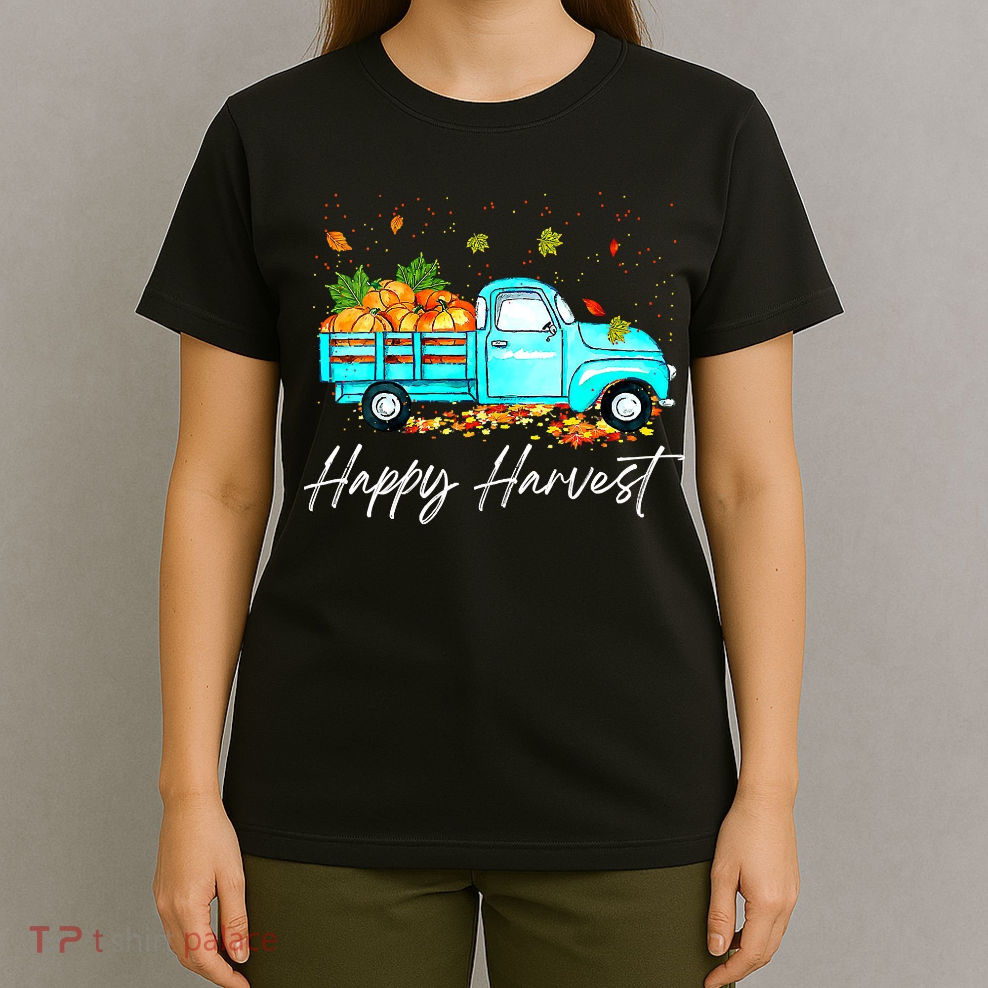 Happy Harvest Fall Season Pumpkin Truck Thanksgiving Vintage T-Shirt