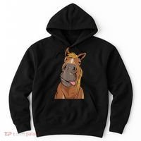 Hilarious Horse Face Horses Horseman Equestrian Riding Hoodie thumb 0