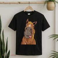 Hilarious Horse Face Horses Horseman Equestrian Riding T-Shirt thumb 2