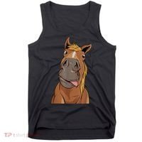 Hilarious Horse Face Horses Horseman Equestrian Riding Tank Top thumb 0