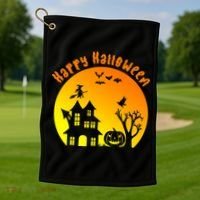 Happy Halloween Festive Spooky Golf Towel thumb 1