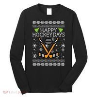 Hockey Holiday Festive Ugly Christmas Sweater Long Sleeve Shirt thumb 0