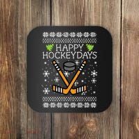 Hockey Holiday Festive Ugly Christmas Sweater Coaster thumb 0