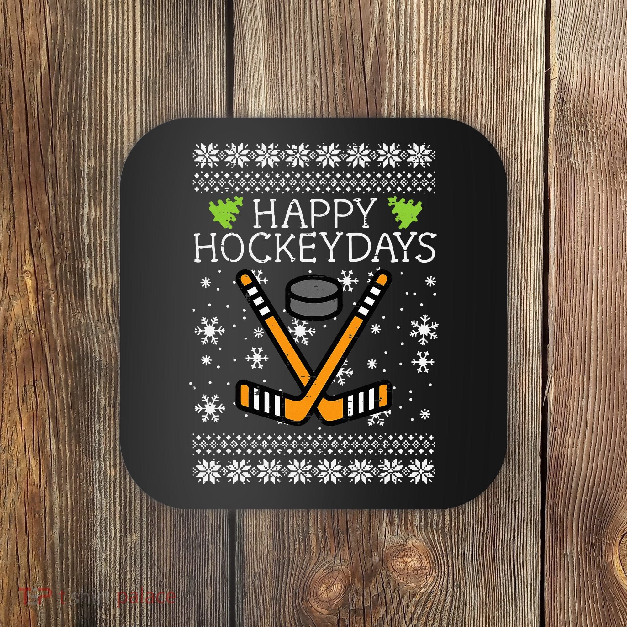 Hockey Holiday Festive Ugly Christmas Sweater Coaster