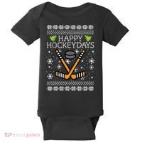Hockey Holiday Festive Ugly Christmas Sweater Baby Bodysuit thumb 0