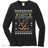 Hockey Holiday Festive Ugly Christmas Sweater Women's Long Sleeve Shirt thumb 0