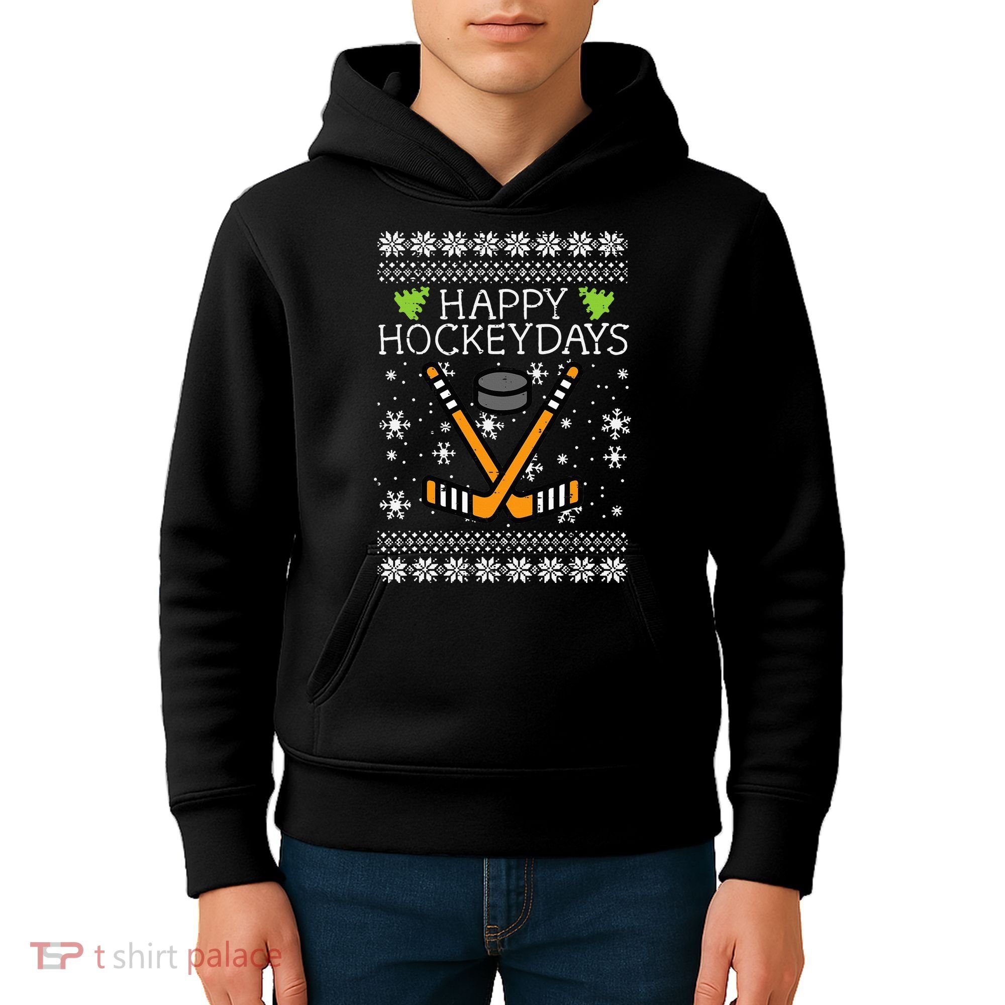 Hockey Holiday Festive Ugly Christmas Sweater Kids Hoodie