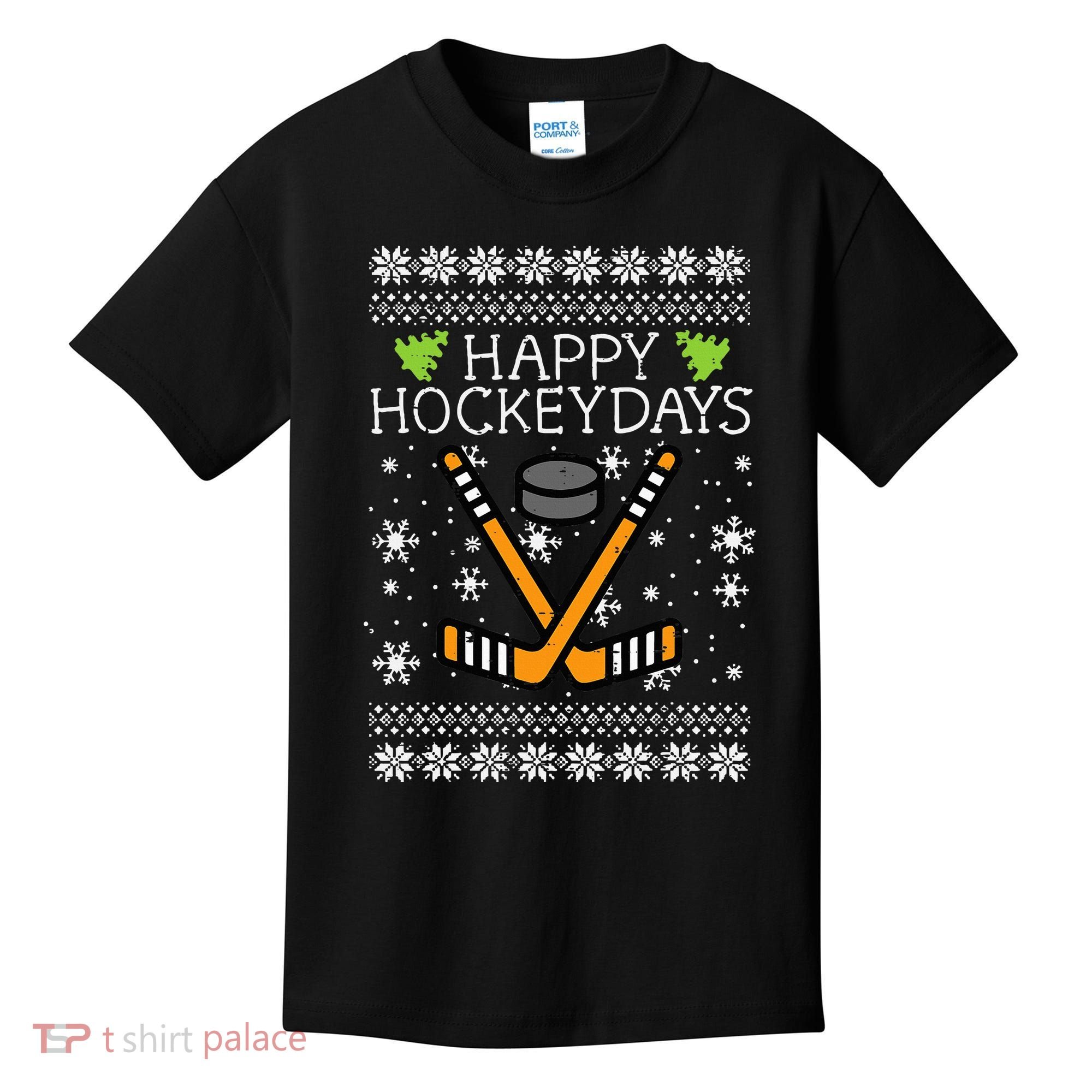 Hockey Holiday Festive Ugly Christmas Sweater Kids T-Shirt