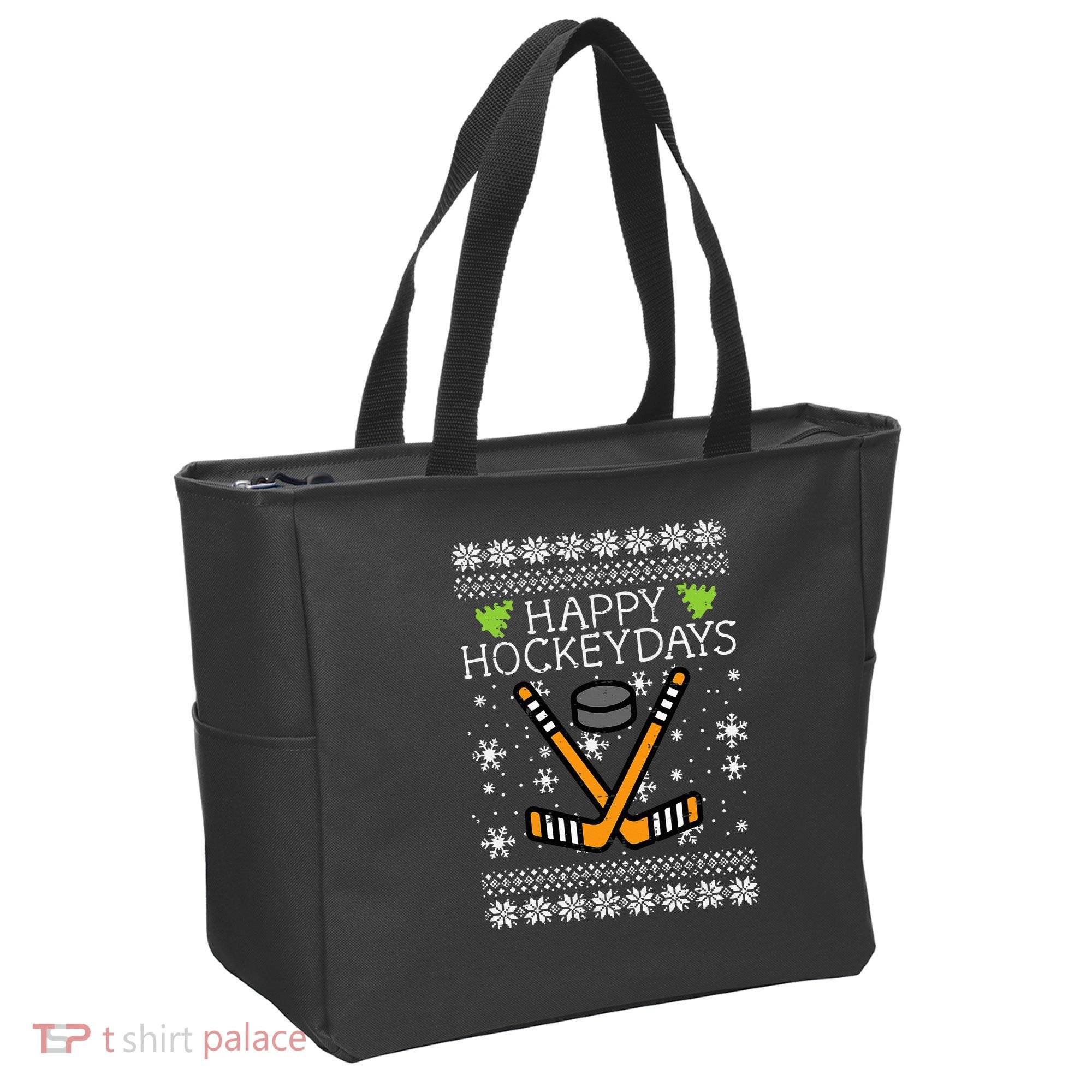 Hockey Holiday Festive Ugly Christmas Sweater Tote Bag