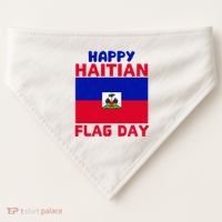Happy Haitian Flag Day Cool Haiti Flag Pride USA-Made Doggie Bandana thumb 0