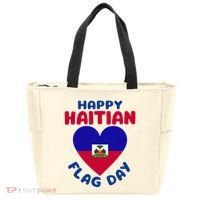 Happy Haitian Flag Day Cool Haiti Flag Heart Tote Bag thumb 0