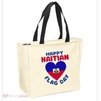 Happy Haitian Flag Day Cool Haiti Flag Heart Tote Bag thumb 2