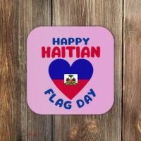 Happy Haitian Flag Day Cool Haiti Flag Heart Coaster thumb 0