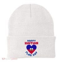 Happy Haitian Flag Day Cool Haiti Flag Heart Beanie thumb 0