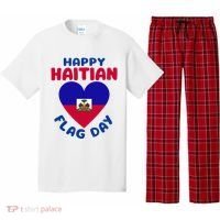 Happy Haitian Flag Day Cool Haiti Flag Heart Pajama Set thumb 0