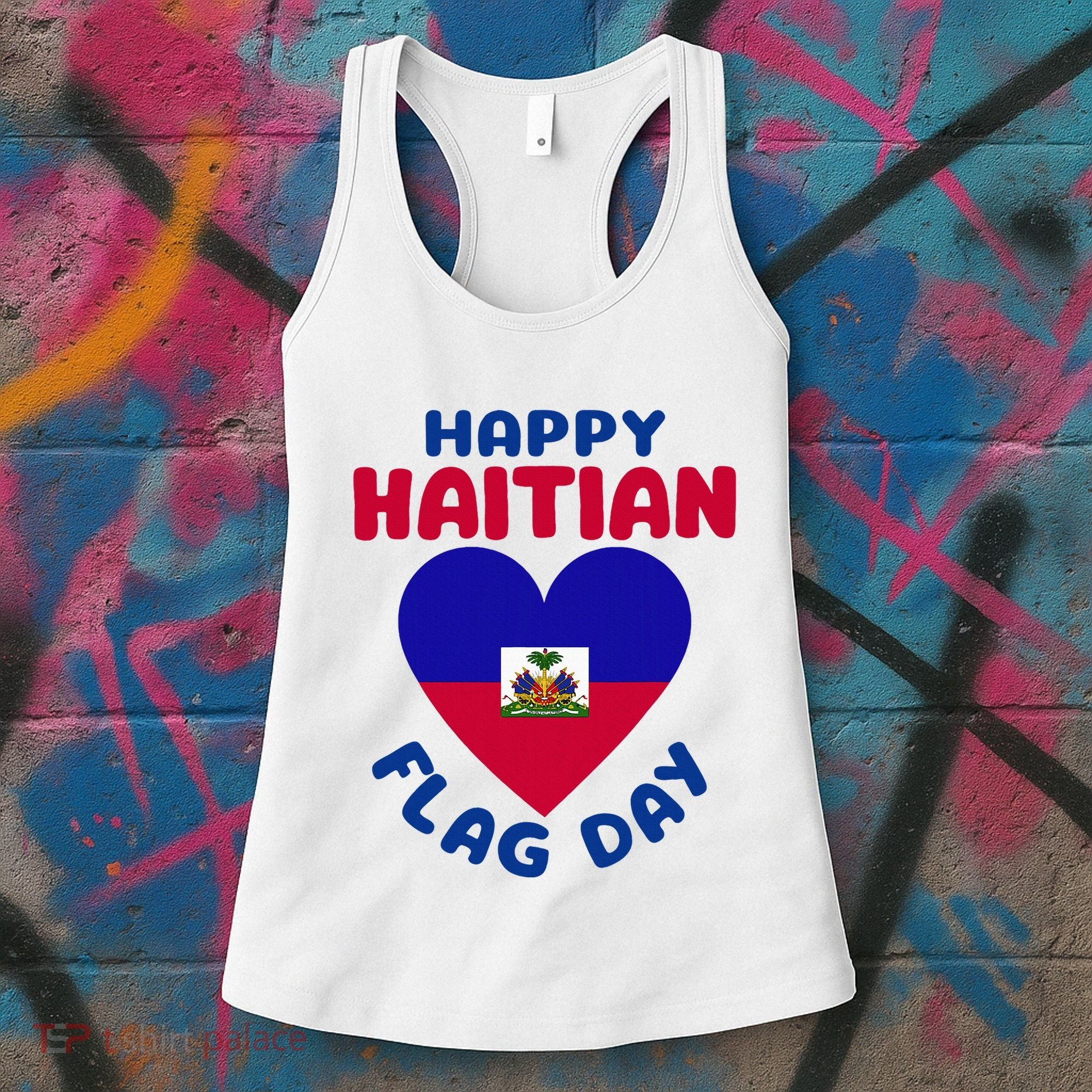 Happy Haitian Flag Day Cool Haiti Flag Heart Women's Tank Top