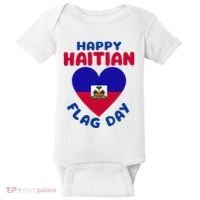 Happy Haitian Flag Day Cool Haiti Flag Heart Baby Bodysuit thumb 0