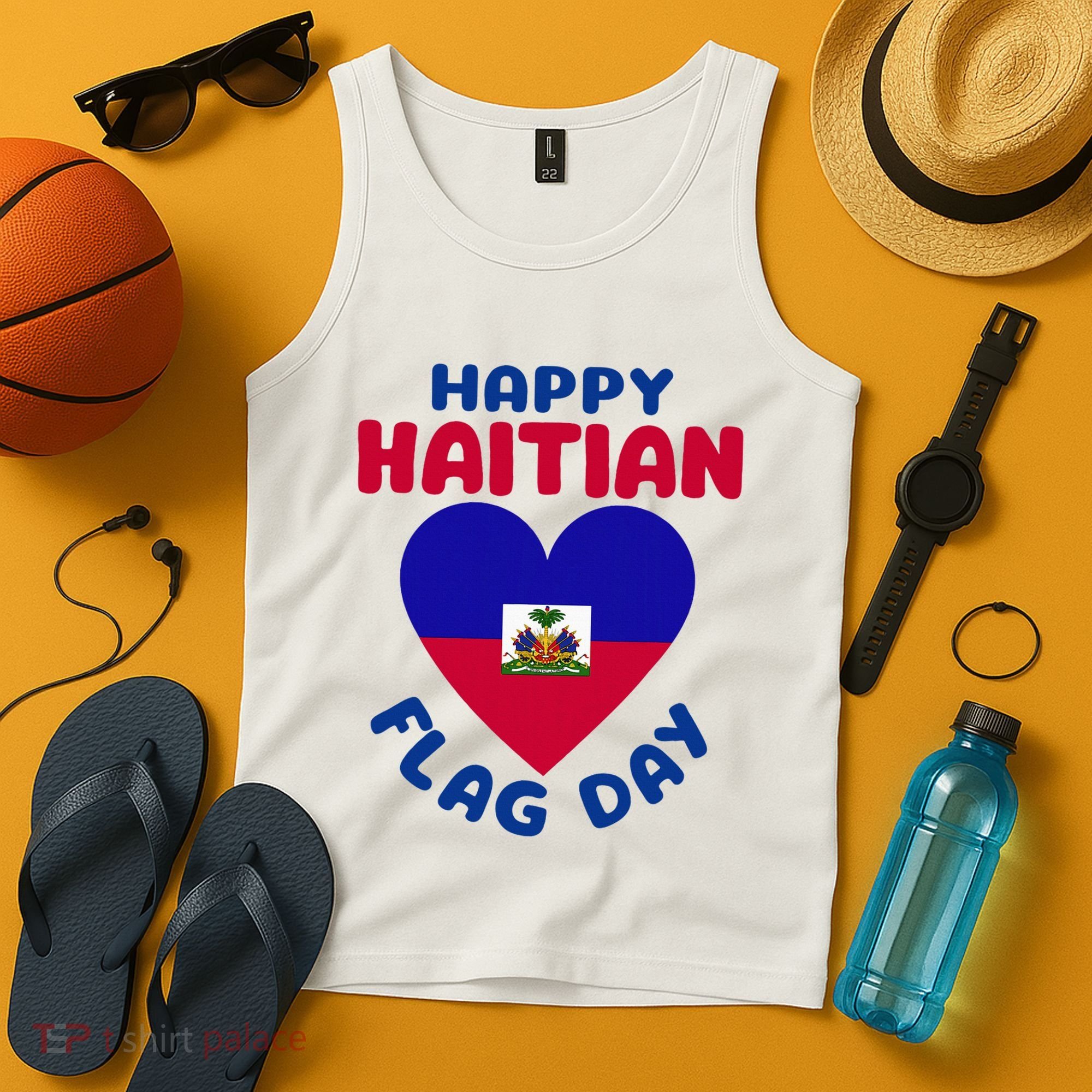 Happy Haitian Flag Day Cool Haiti Flag Heart Tank Top