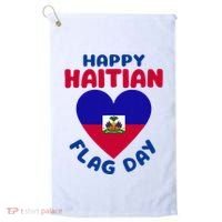 Happy Haitian Flag Day Cool Haiti Flag Heart Golf Towel thumb 0