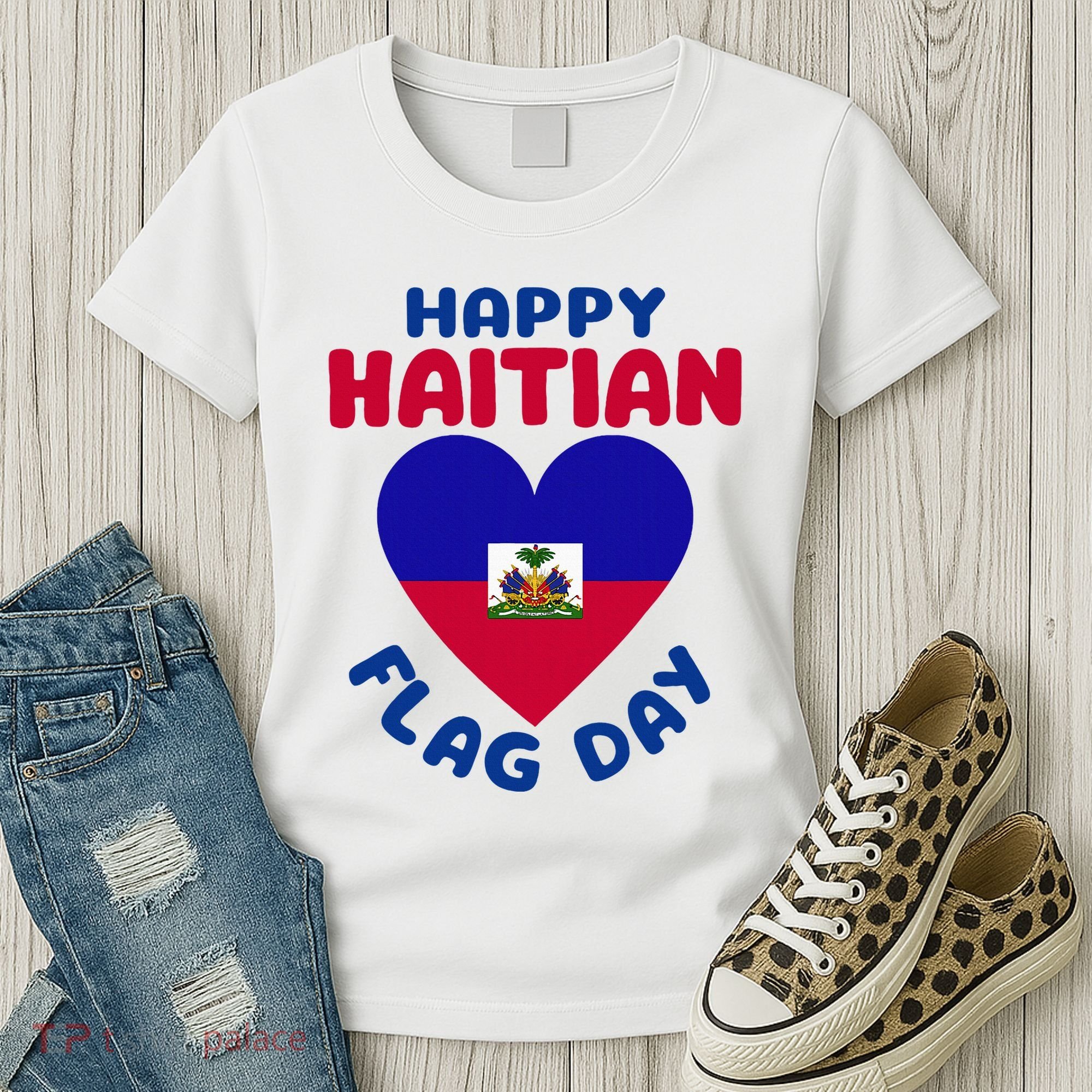 Happy Haitian Flag Day Cool Haiti Flag Heart Women's T-Shirt