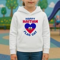 Happy Haitian Flag Day Cool Haiti Flag Heart Kids Hoodie thumb 3