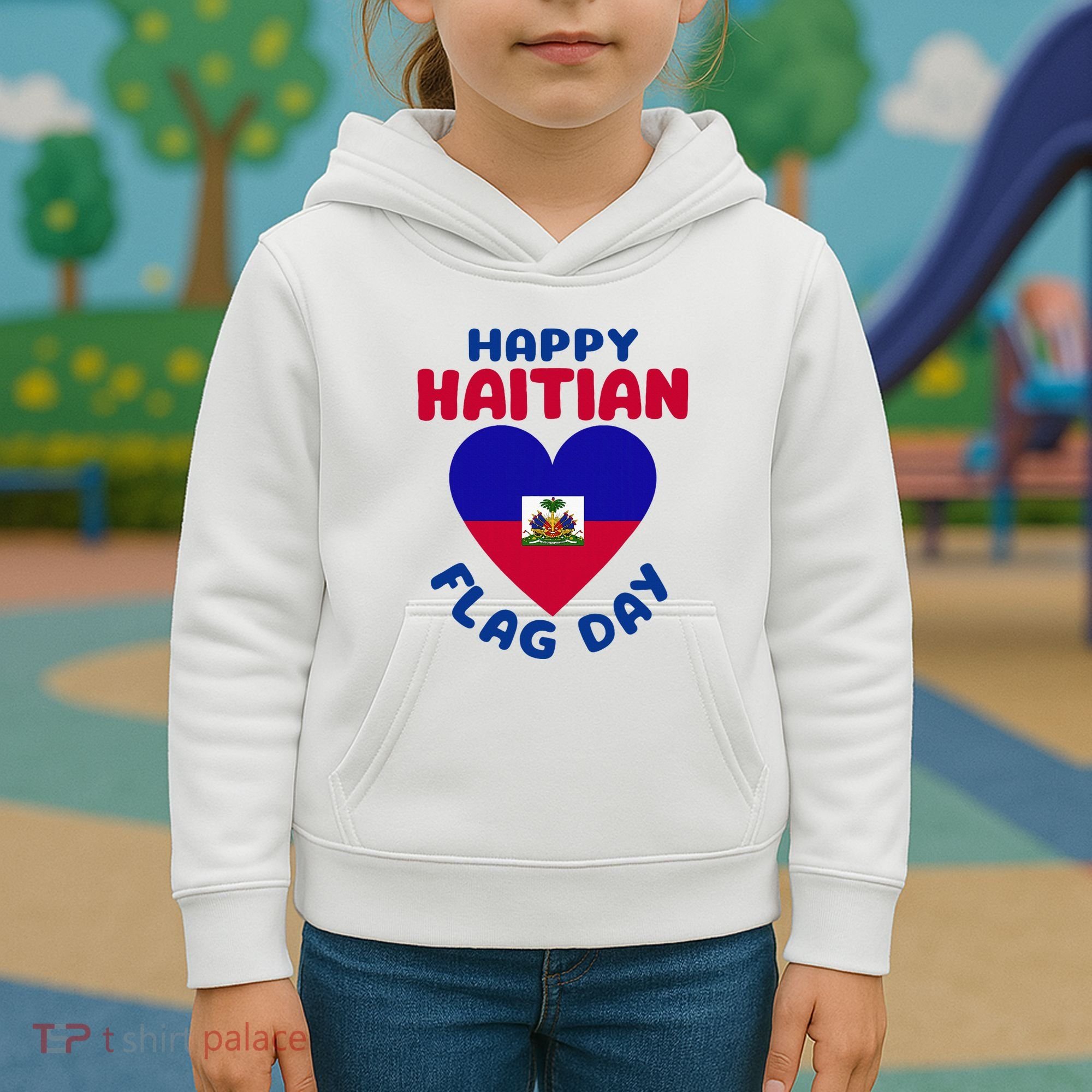 Happy Haitian Flag Day Cool Haiti Flag Heart Kids Hoodie