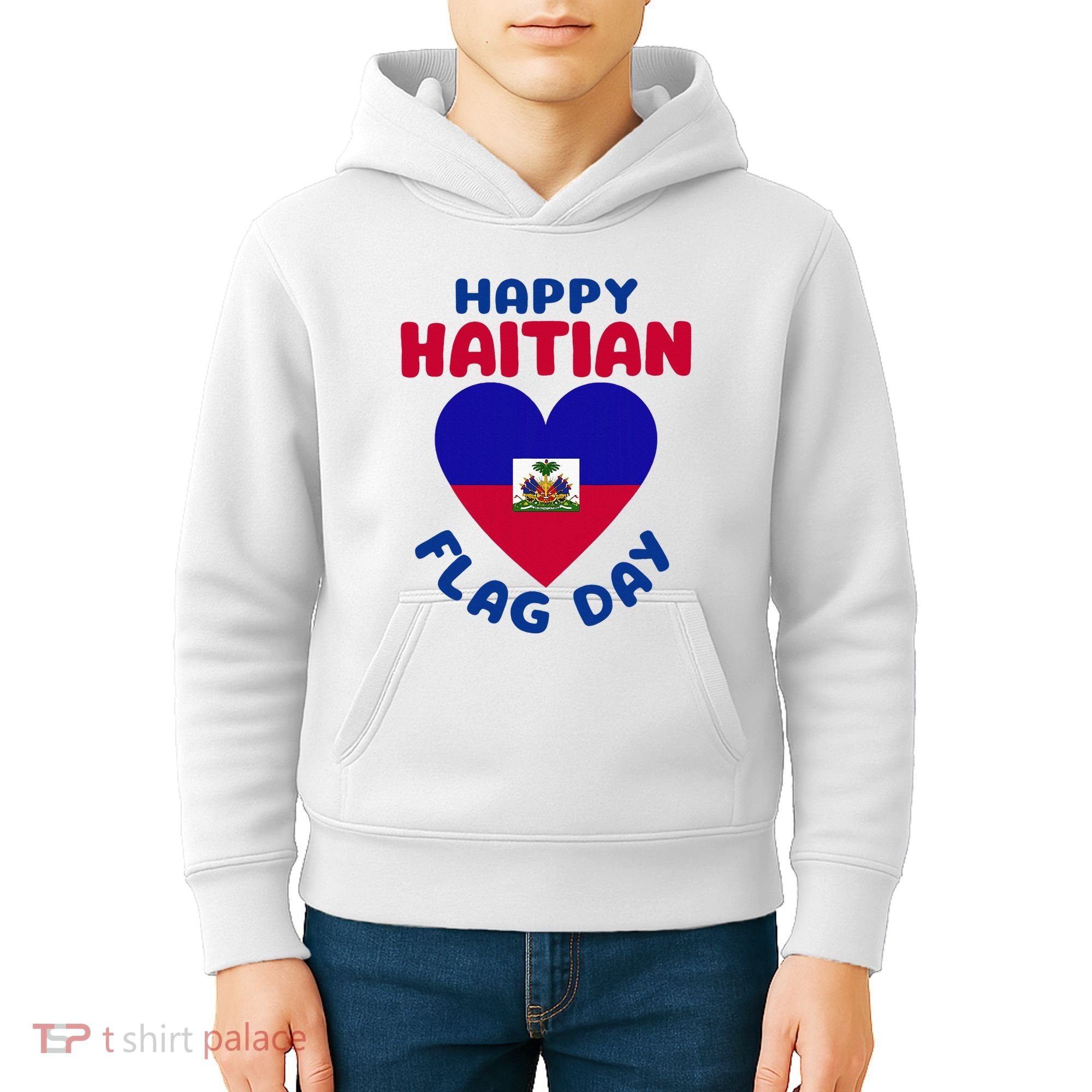Happy Haitian Flag Day Cool Haiti Flag Heart Kids Hoodie