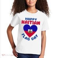 Happy Haitian Flag Day Cool Haiti Flag Heart Kids T-Shirt thumb 2
