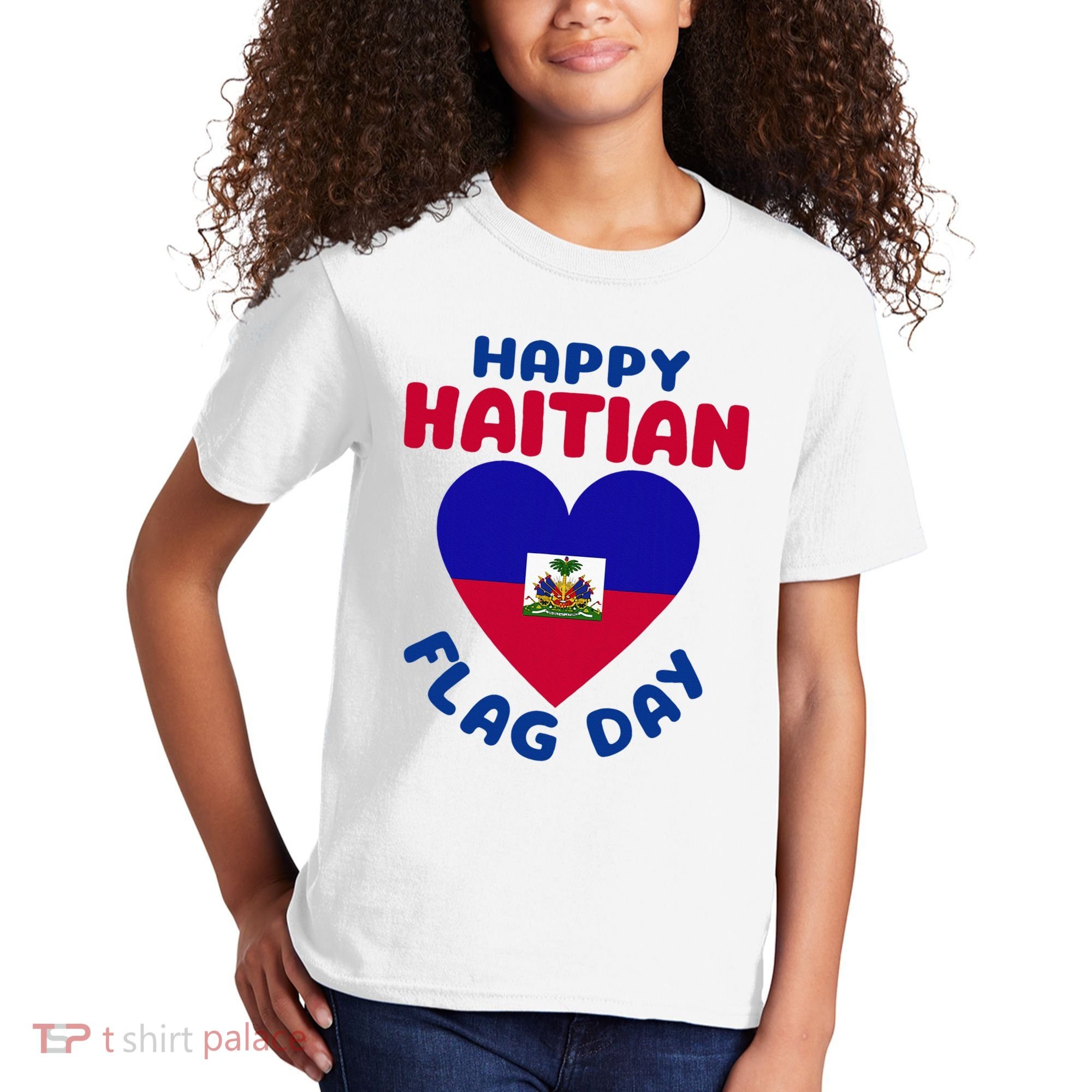 Happy Haitian Flag Day Cool Haiti Flag Heart Kids T-Shirt