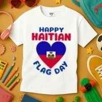 Happy Haitian Flag Day Cool Haiti Flag Heart Kids T-Shirt thumb 3