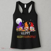 Happy Hallothanksmas Gnomes Halloween Christmas Thanksgiving Women's Tank Top thumb 3