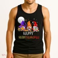 Happy Hallothanksmas Gnomes Halloween Christmas Thanksgiving Tank Top thumb 3