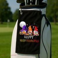 Happy Hallothanksmas Gnomes Halloween Christmas Thanksgiving Golf Towel thumb 2