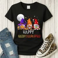 Happy Hallothanksmas Gnomes Halloween Christmas Thanksgiving Women's T-Shirt thumb 3