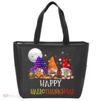 Happy Hallothanksmas Gnomes Halloween Christmas Thanksgiving Tote Bag thumb 0
