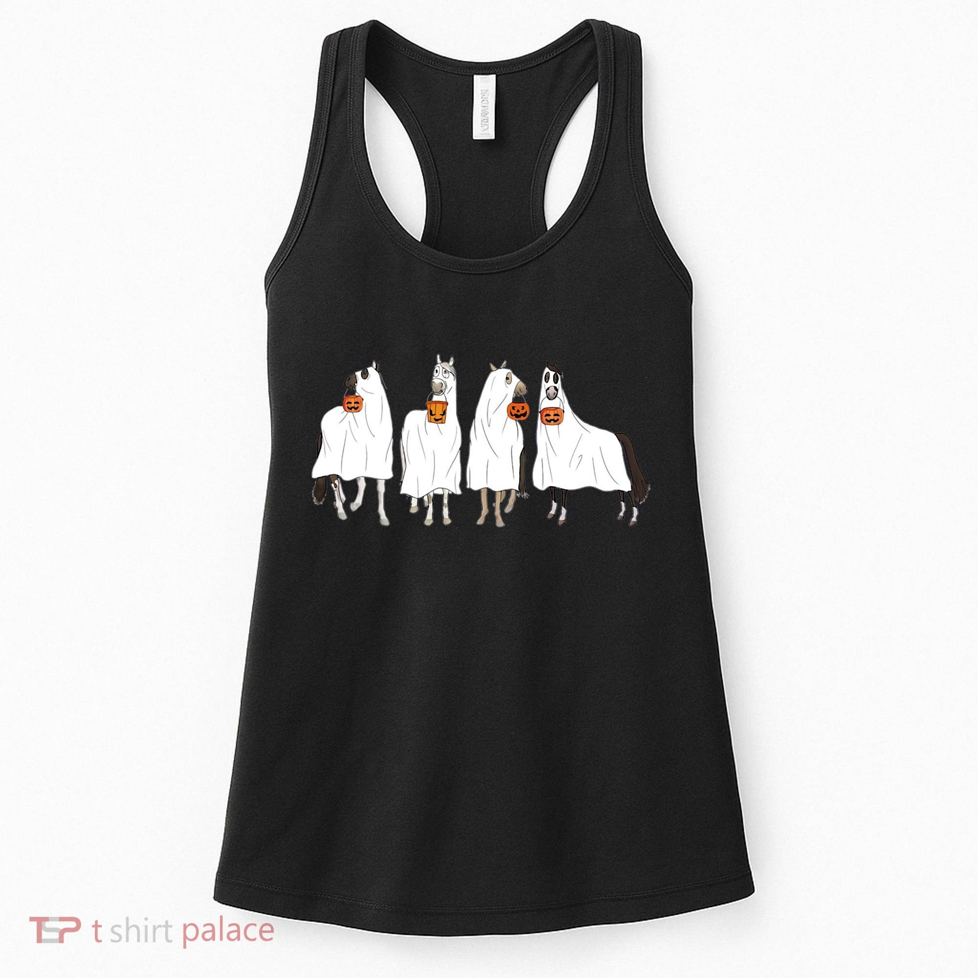 Halloween Horse Ghost Boo Cowboy Western Spooky Season Women's Tank Top