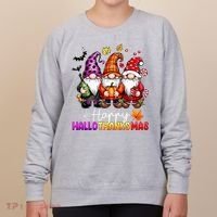 Happy Hallothanksmas Gnomes Lover Halloween Merry Christmas Women's Sweatshirt thumb 0