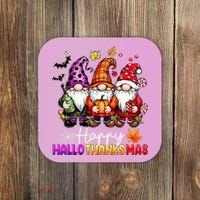 Happy Hallothanksmas Gnomes Lover Halloween Merry Christmas Coaster thumb 0