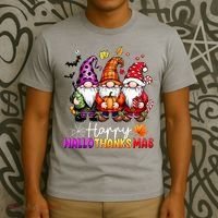 Happy Hallothanksmas Gnomes Lover Halloween Merry Christmas T-Shirt thumb 3