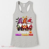 Happy Hallothanksmas Gnomes Lover Halloween Merry Christmas Women's Tank Top thumb 0