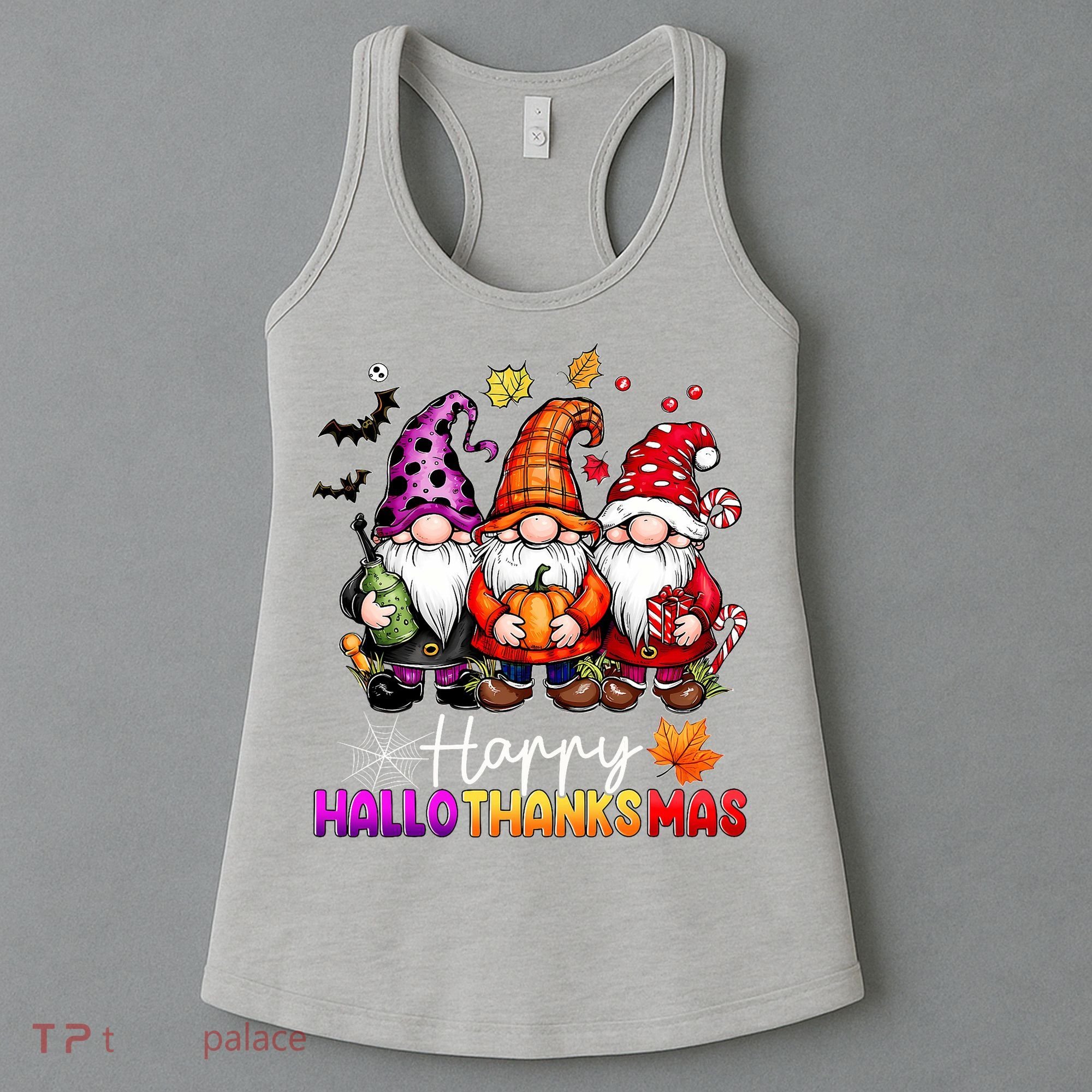 Happy Hallothanksmas Gnomes Lover Halloween Merry Christmas Women's Tank Top