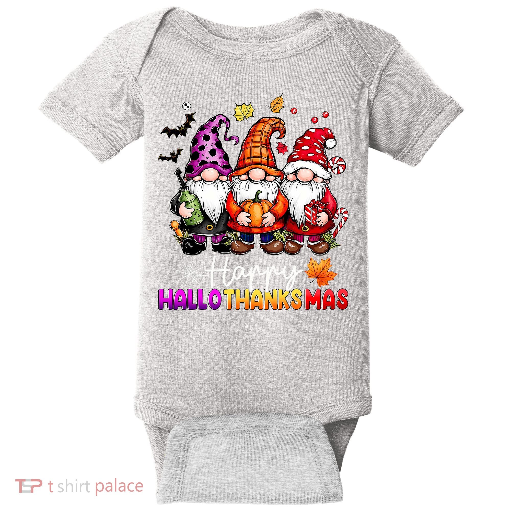 Happy Hallothanksmas Gnomes Lover Halloween Merry Christmas Baby Bodysuit