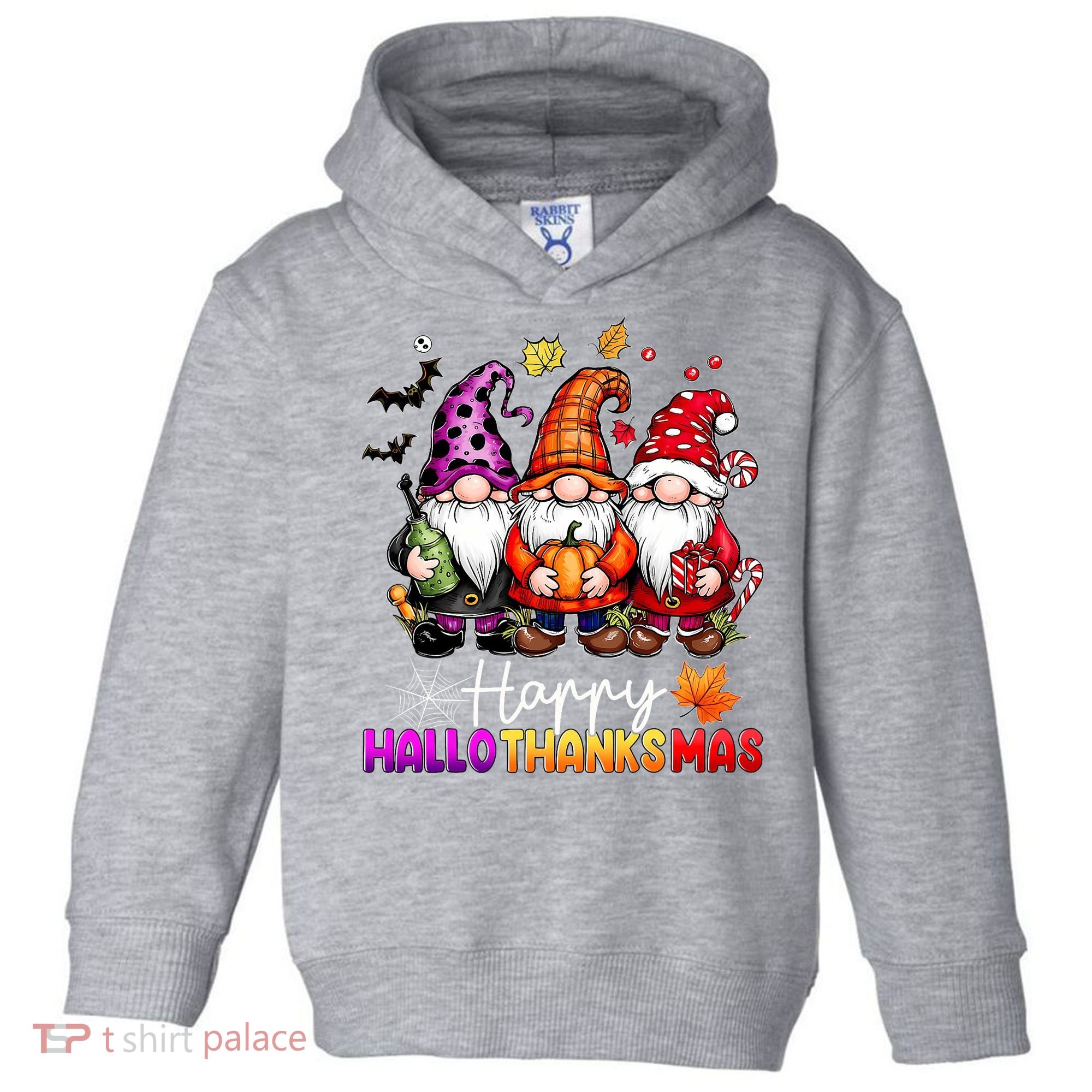 Happy Hallothanksmas Gnomes Lover Halloween Merry Christmas Toddler Hoodie