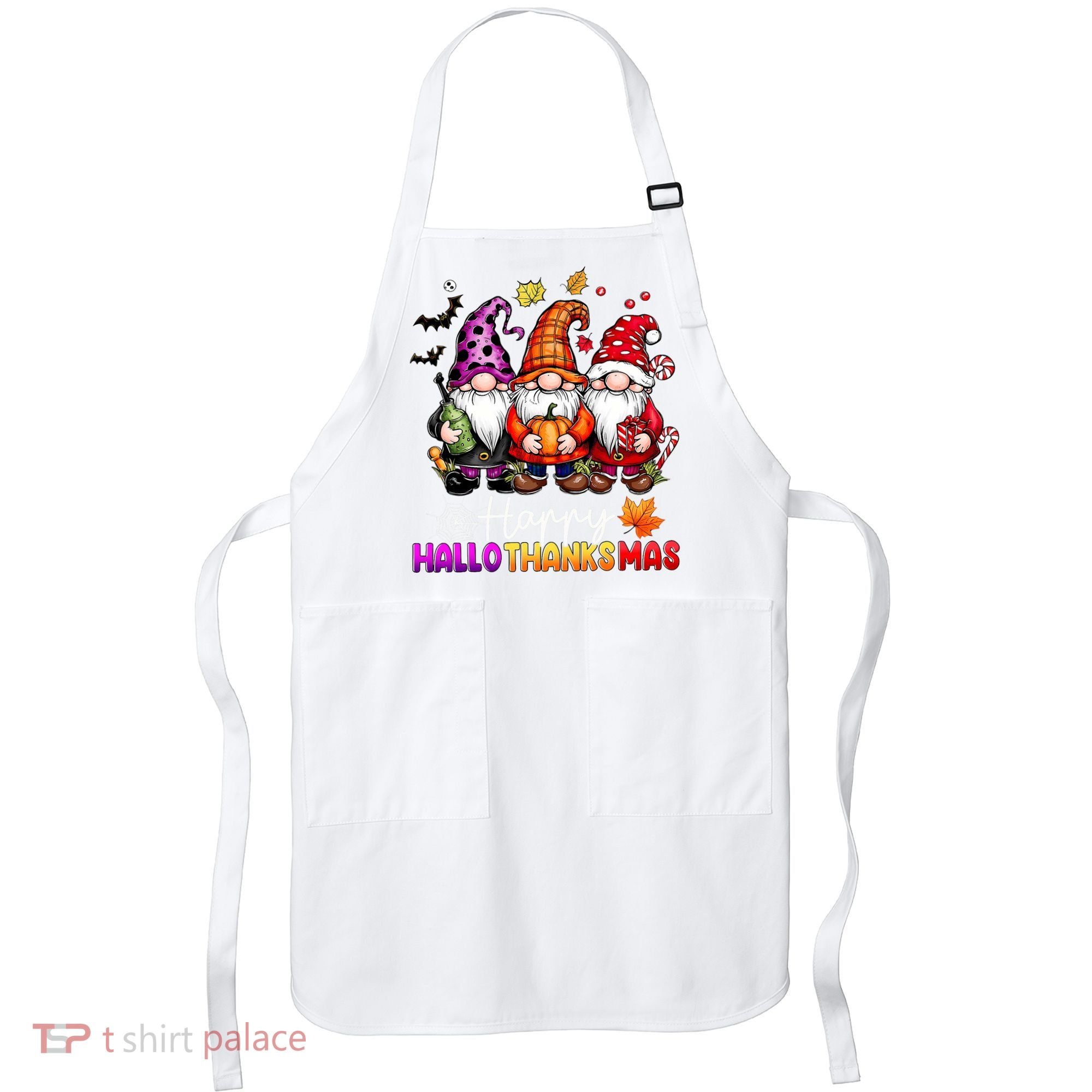 Happy Hallothanksmas Gnomes Lover Halloween Merry Christmas Apron