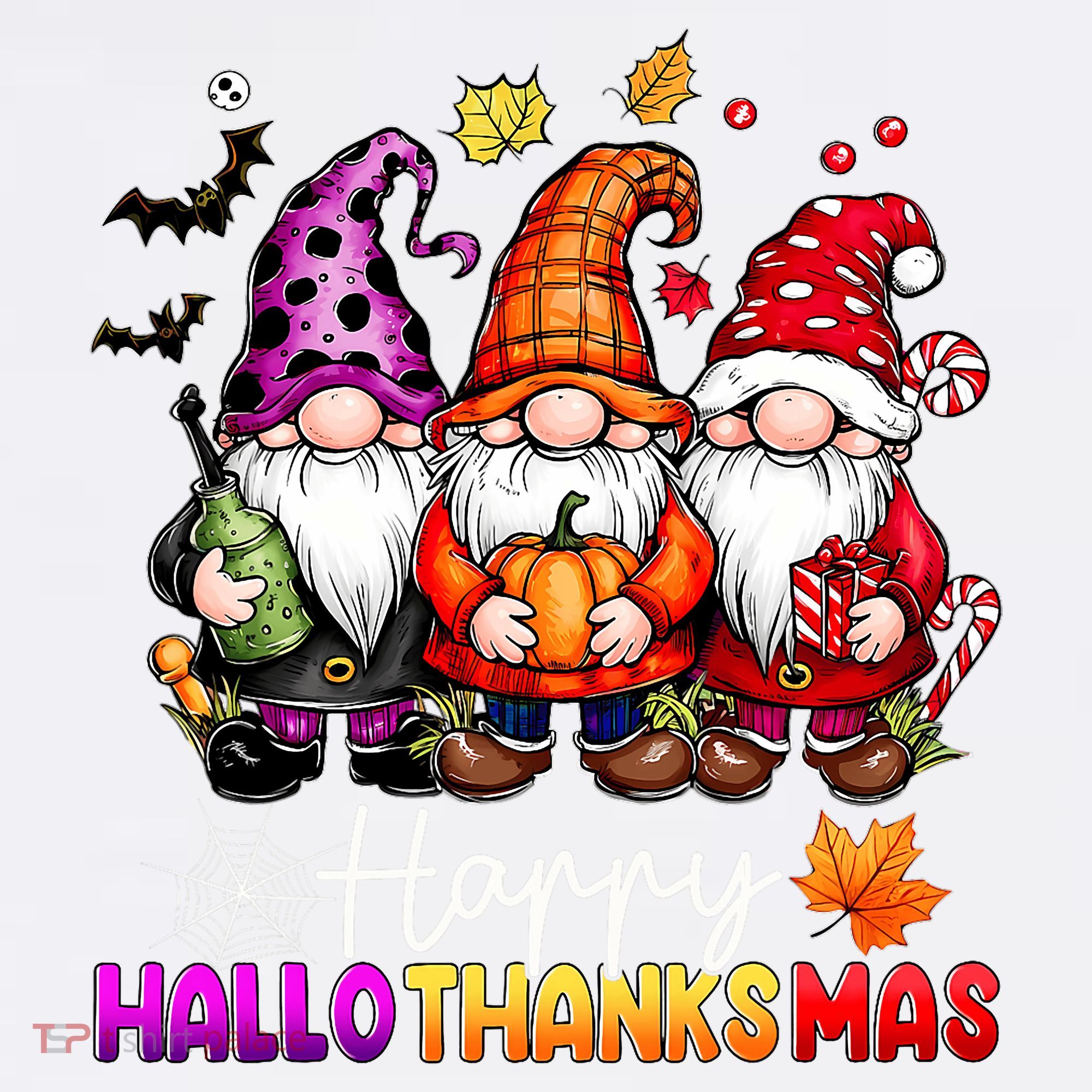 Happy Hallothanksmas Gnomes Lover Halloween Merry Christmas Mousepad