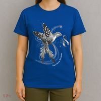 Hummingbird Holding Gray Ribbon Brain Cancer Awareness Cool Gift T-Shirt thumb 4