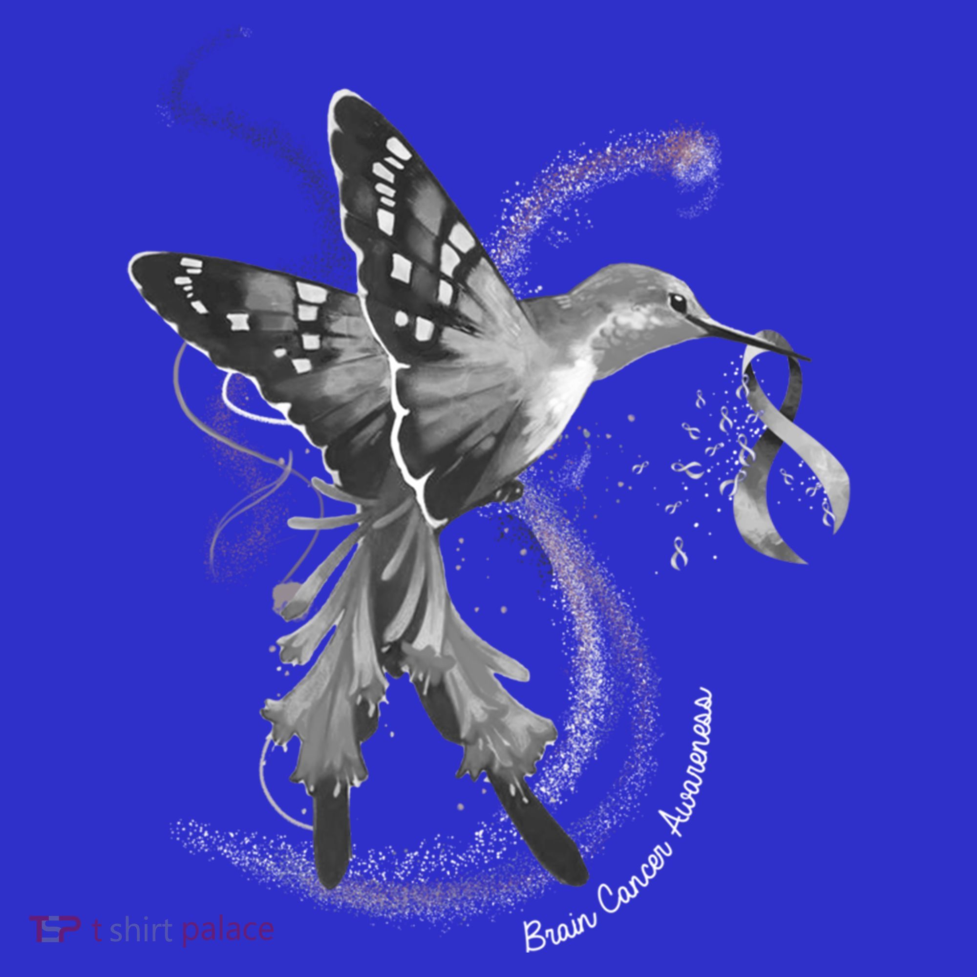 Hummingbird Holding Gray Ribbon Brain Cancer Awareness Cool Gift Women's Tank Top